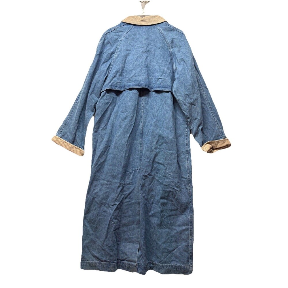 VTG LL Bean Jacket Womens M Barn Chore Denim Corduroy Collar Trench Coat J094 - Picture 5 of 7